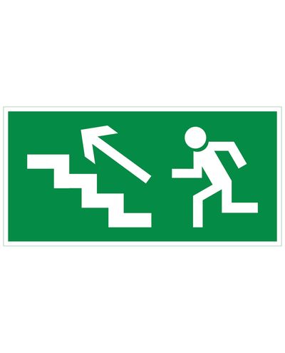 Poistumistie raput ylös vasemmalle, Muovi jälkiheijastava 1 mm, 300x150 mm Poistumistie raput ylös vasemmalle, Muovi jälkiheijastava 1 mm, 300x150 mm