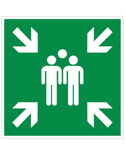 Kokoontumispaikka, Muovi jälkiheijastava 1 mm, 200x200 mm Kokoontumispaikka, Muovi jälkiheijastava 1 mm, 200x200 mm