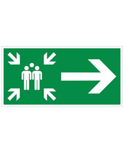 Kokoontumispaikka nuoli oikealle, Ibond alumiini jälkiheijastava, 300x150 mm Kokoontumispaikka nuoli oikealle, Ibond alumiini jälkiheijastava, 300x150 mm