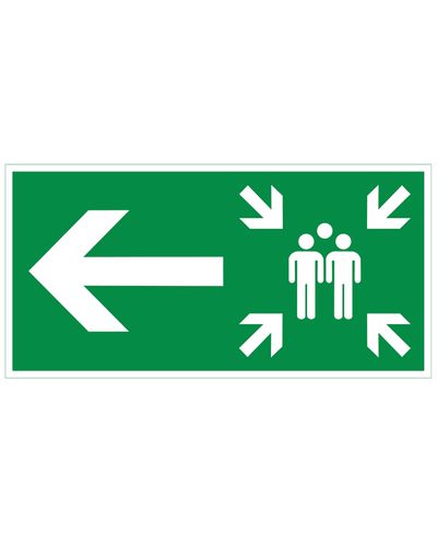 Kokoontumispaikka nuoli vasemmalle, Ibond alumiini jälkiheijastava, 300x150 mm Kokoontumispaikka nuoli vasemmalle, Ibond alumiini jälkiheijastava, 300x150 mm