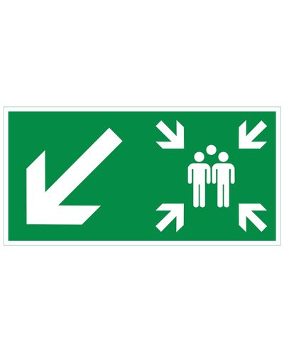 Kokoontumispaikka nuoli alas vasemmalle, Magneetti jälkiheijastava, 300x150 mm Kokoontumispaikka nuoli alas vasemmalle, Magneetti jälkiheijastava, 300x150 mm