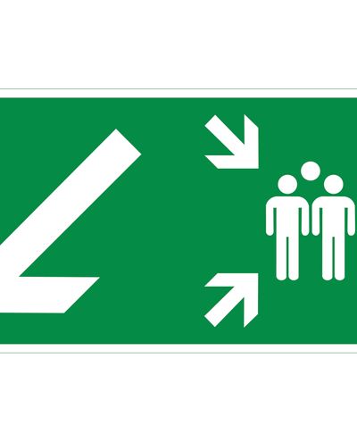 Kokoontumispaikka nuoli alas vasemmalle, Ibond alumiini jälkiheijastava, 300x150 mm Kokoontumispaikka nuoli alas vasemmalle, Ibond alumiini jälkiheijastava, 300x150 mm