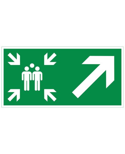 Kokoontumispaikka nuoli ylös oikealle, Magneetti jälkiheijastava, 300x150 mm Kokoontumispaikka nuoli ylös oikealle, Magneetti jälkiheijastava, 300x150 mm