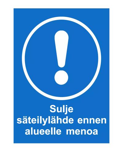 Sulje säiteilylähde, Tarra, 200x300 mm