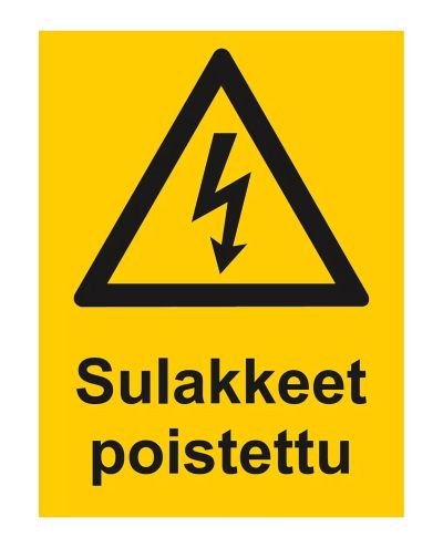 Sulakkeet poistettu, Tarra, 200x300 mm