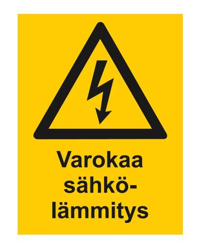 Varokaa sähkölämmitys, Tarra, 200x300 mm