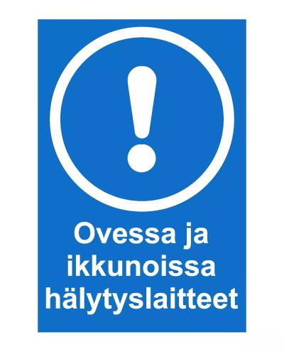 Ovessa ja ikkunoissa hälytyslaitteet, Tarra, 200x300 mm