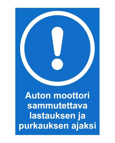 Auton moottori sammutettava, Tarra, 200x300 mm