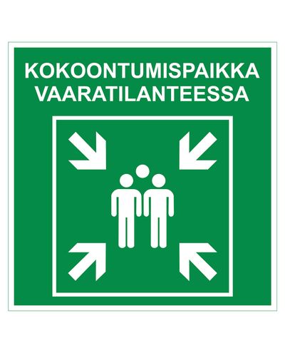 Kokoontumispaikka, Tarra jälkiheijastava, 200x200 mm