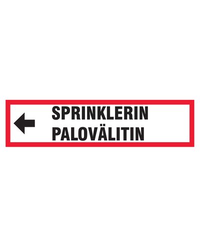 Sprinklerin palovälitin nuoli vasemmalle, Tarra, 400x100 mm Sprinklerin palovälitin nuoli vasemmalle, Tarra, 400x100 mm