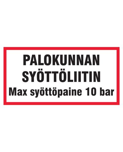 Palokunnan syöttöliitin, Tarra, 400x200 mm