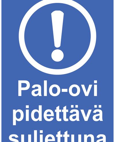 Palo-ovi pidttävä suljettuna, Tarra, 200x300 mm