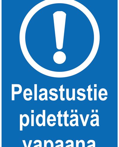 Pelastustie pidettävä vapaana, Tarra, 200x300 mm Pelastustie pidettävä vapaana, Tarra, 200x300 mm