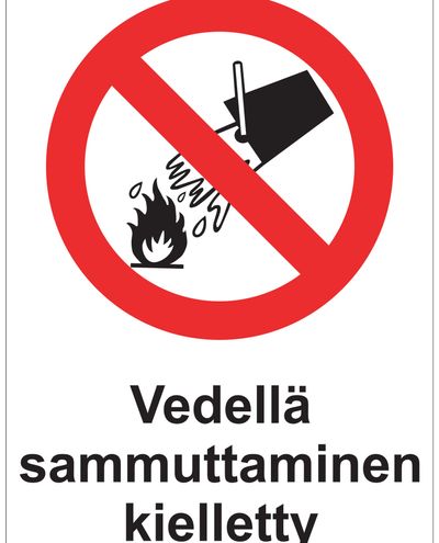 Vedellä sammuttaminen kielletty, Tarra, 200x300 mm