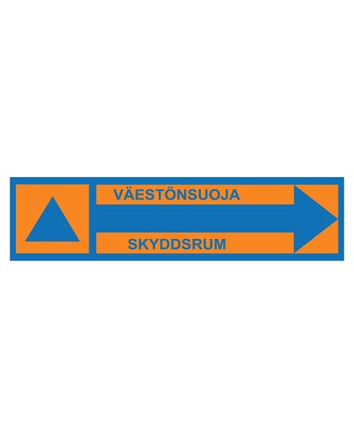 Väestönsuoja nuoli oikealle, Tarra, 400x100 mm