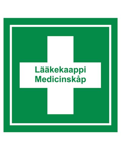 Lääkekaappi, Tarra jälkiheijastava, 200x200 mm