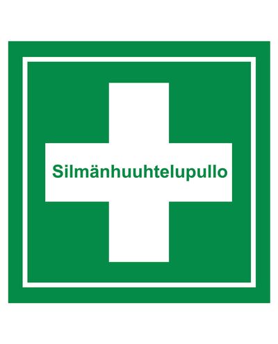 Silmänhuuhtelupullo, Tarra jälkiheijastava, 200x200 mm