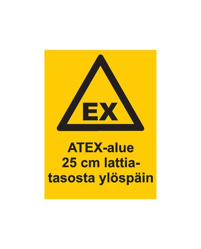 Atex-alue 25cm lattiatasosta ylöspäin, Tarra, 200x300 mm