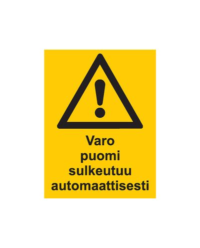 Varo puomi sulkeutuu automaattisesti, Tarra, 200x300 mm