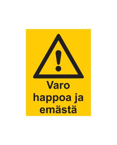 Varo happoa ja emästä, Tarra, 200x300 mm
