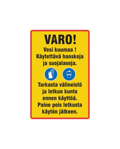 Vesi kuumaa käytettävä hanskoja, Tarra, 200x300 mm