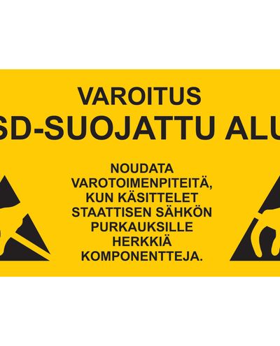 Varoitus Esd-suojattu alue, Tarra, 400x200 mm