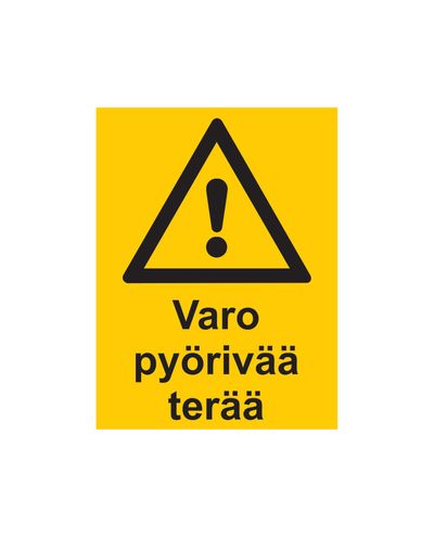 Varo pyörivää terää, Tarra, 200x300 mm