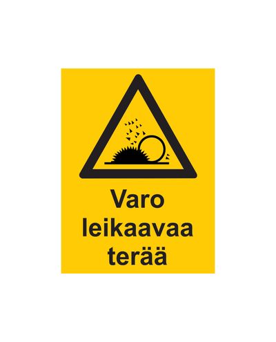 Varo leikkaavaa terää, Tarra, 200x300 mm