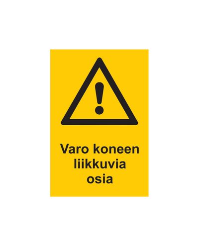 Varo koneen liikkuvia osia, Tarra, 200x300 mm
