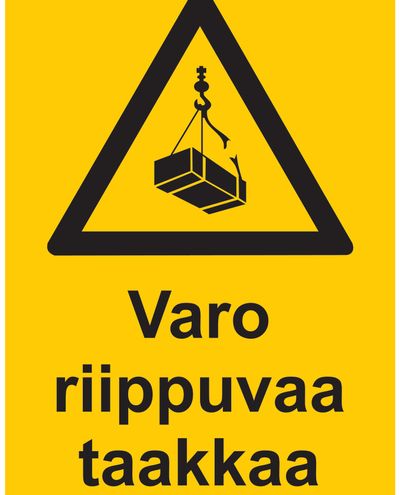 Varo nosturin liikkuvaa taakkaa, Tarra, 200x300 mm