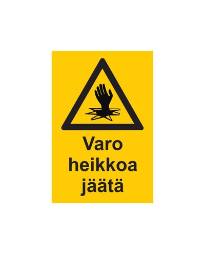 Varo heikkoja jäitä, Tarra, 200x300 mm Varo heikkoja jäitä, Tarra, 200x300 mm