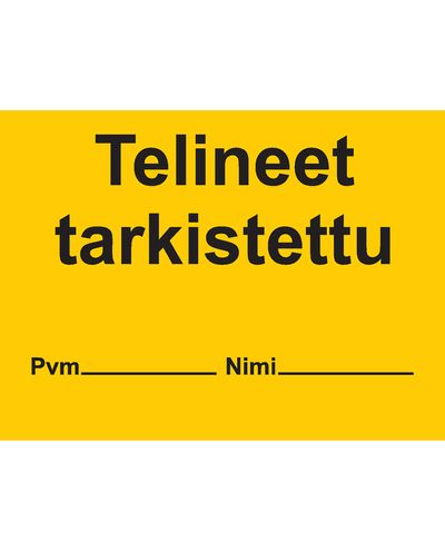 Telineet tarkistettu, Tarra, 400x200 mm