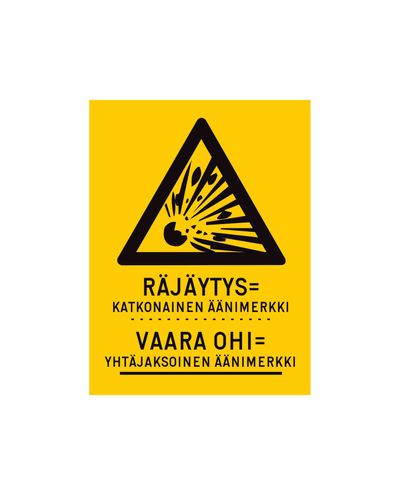 Räjäytys vaara ohi, Tarra, 200x300 mm Räjäytys vaara ohi, Tarra, 200x300 mm