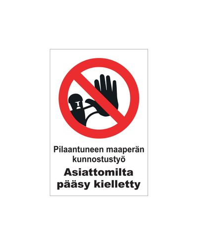 Pilaantuneen maaperän kunnostustyö, Tarra, 200x300 mm