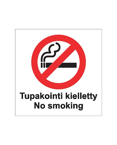 Tupakointi kielletty No smoking, Tarra, 200x200 mm