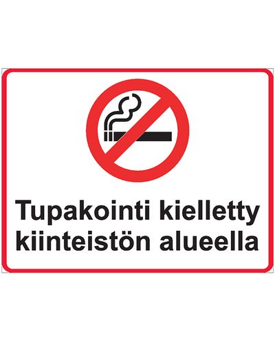 Tupakointi kielletty kiinteistön alueella, Tarra, 200x300 mm
