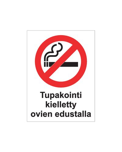 Tupakointi kielletty ovien edustalla, Tarra, 200x300 mm