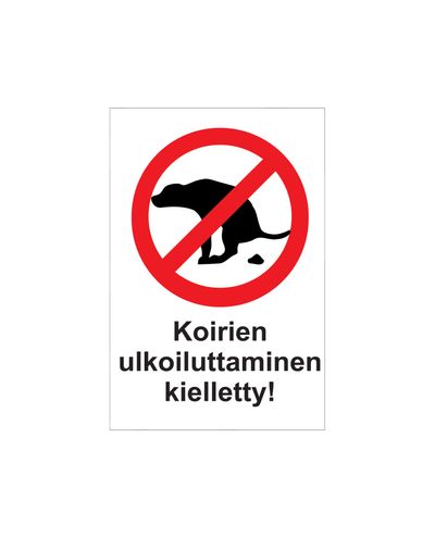 Koirien ulkoiluttaminen kielletty, Tarra, 200x300 mm