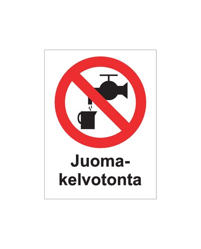 Juomakelvotonta, Tarra, 200x300 mm