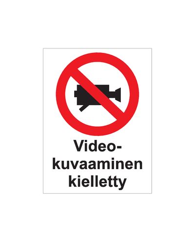 Videokuvaaminen kielletty, Tarra, 200x300 mm