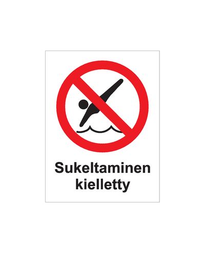 Sukeltaminen kielletty, Tarra, 200x300 mm