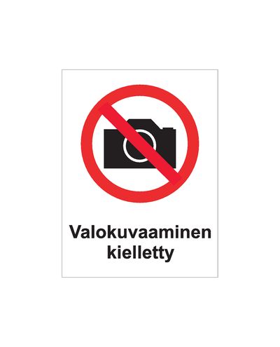 Valokuvaaminen kielletty, Tarra, 200x300 mm