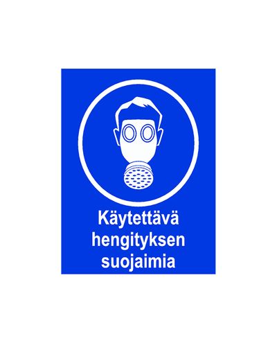 Käytettävä hengityksen suojaimia, Tarra, 200x300 mm