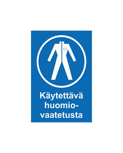 Käytettävä huomiovaatetusta, Tarra, 200x300 mm