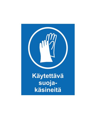 Käytettävä suojakäsineitä, Tarra, 200x300 mm