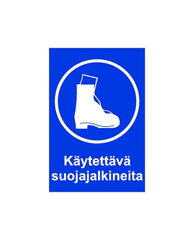 Käytettävä suojajalkineita, Tarra, 200x300 mm