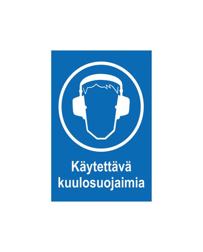Käytettävä kuulosuojaimia, Tarra, 200x300 mm