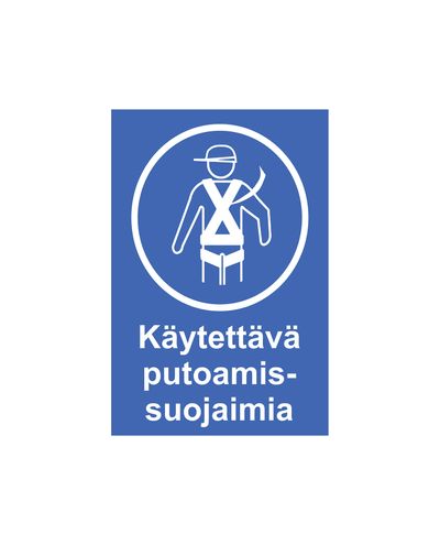 Käytettävä putoamissuojaimia, Tarra, 200x300 mm