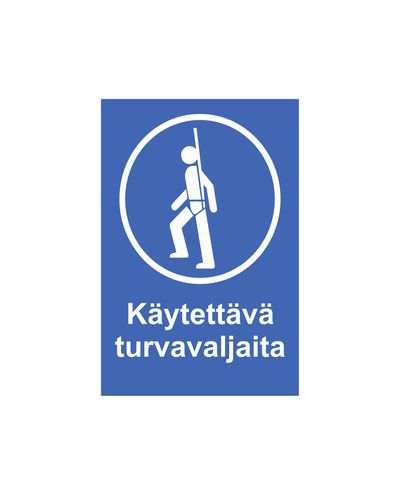 Käytettävä turvavaljaita, Tarra, 200x300 mm