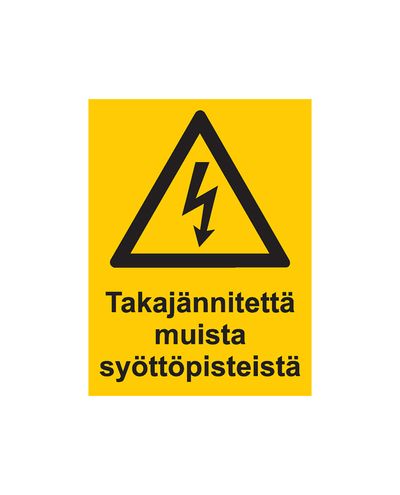 Takajännitettä muista syöttöpisteistä, Tarra, 200x300 mm